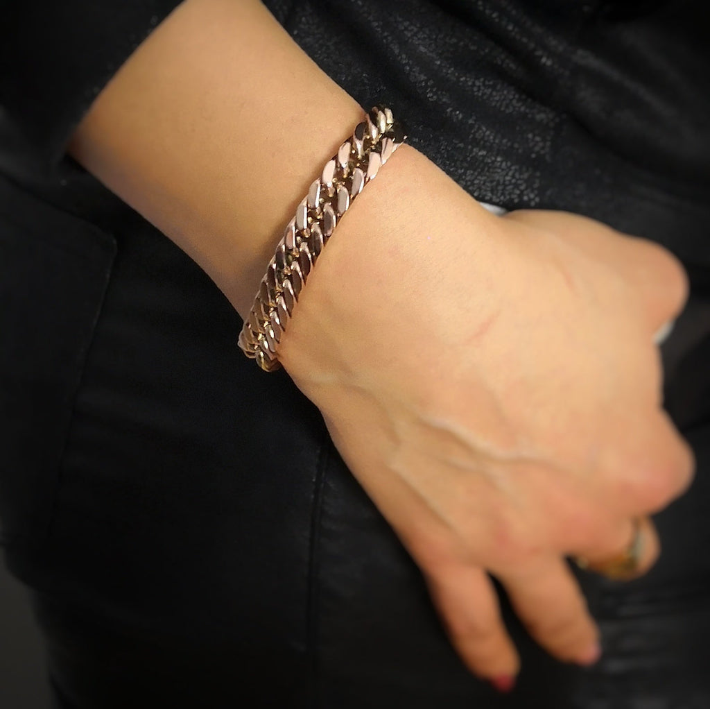 Bracciale con maglia groumette in acciaio Rose gold -Beloved_gioielli