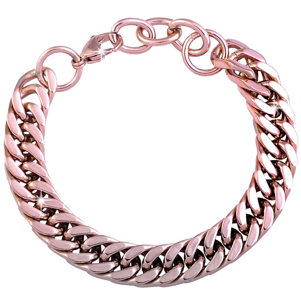 Bracciale con maglia groumette in acciaio Rose gold -Beloved_gioielli