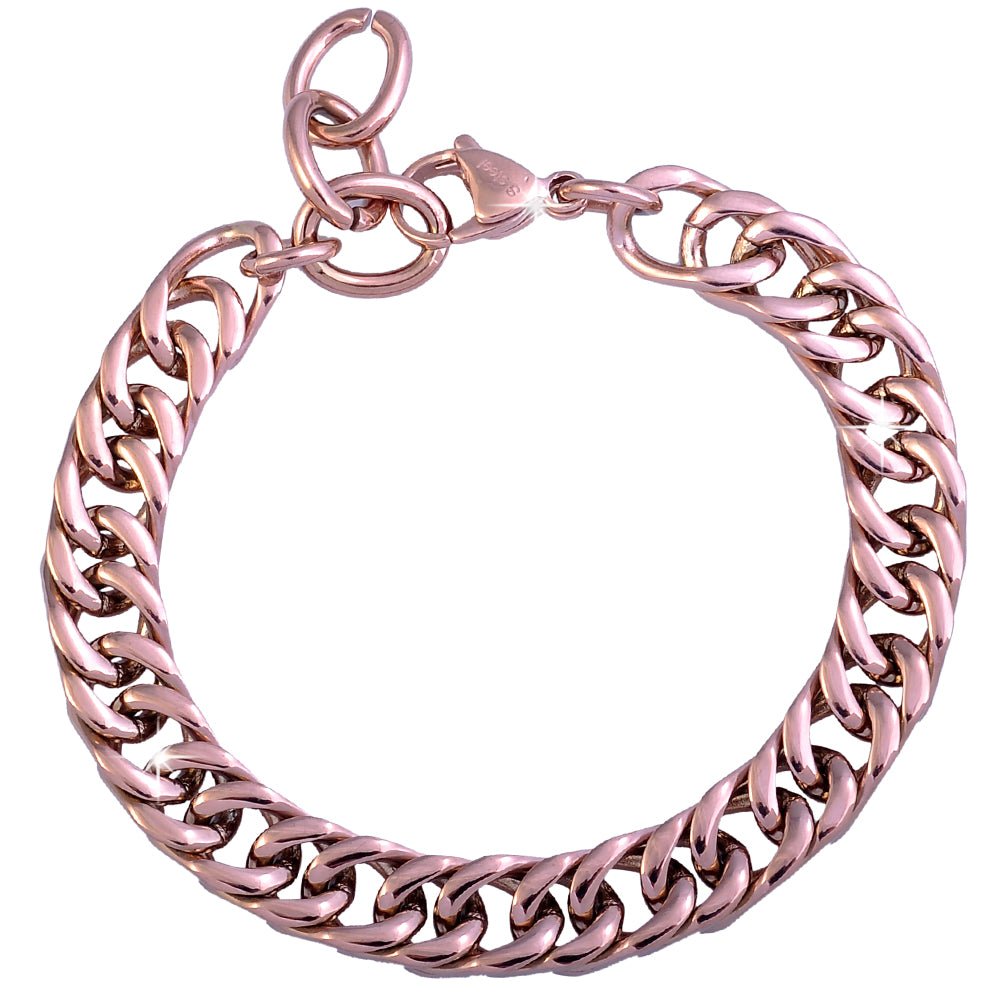 Bracciale con maglia groumette in acciaio Rose gold -Beloved_gioielli