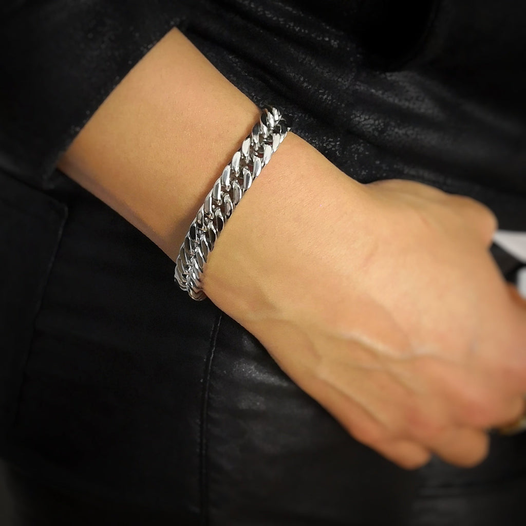 Bracciale con maglia groumette in acciaio Silver -Beloved_gioielli