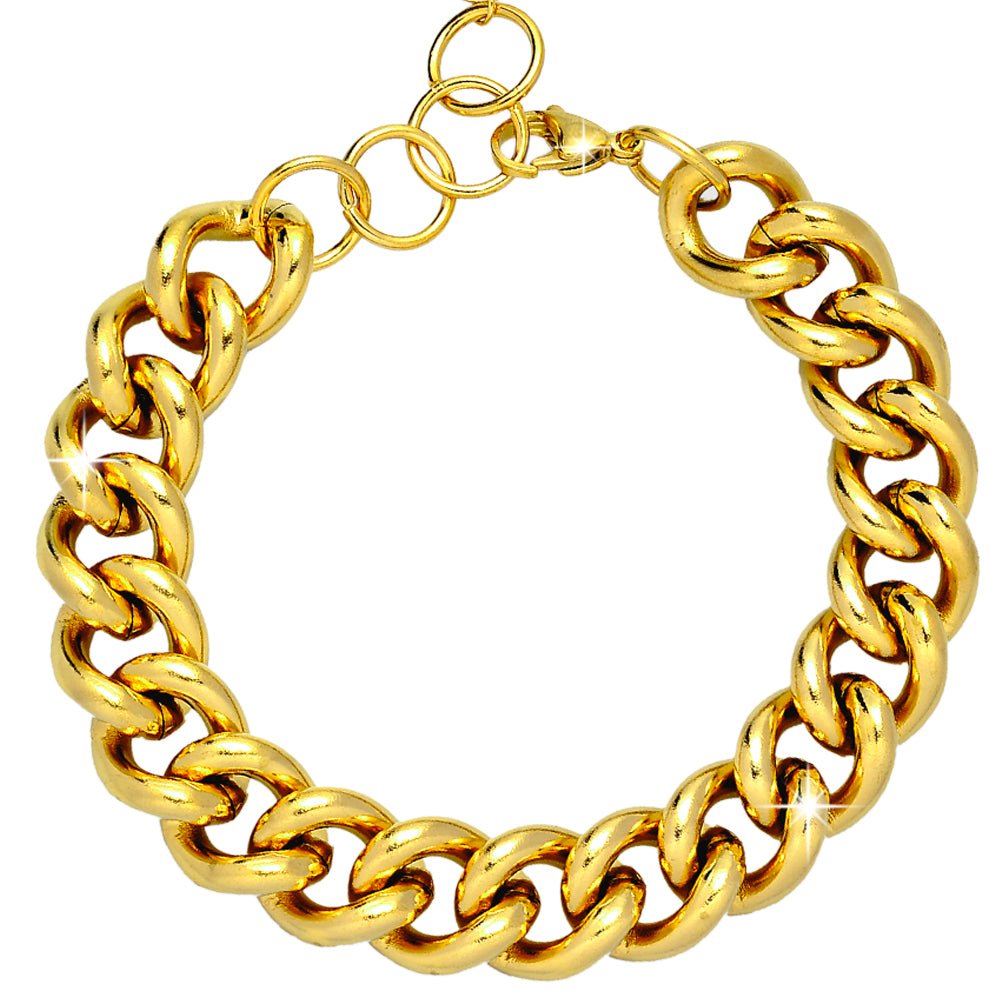 Bracciale con maglia groumette maxi in acciaio Gold -Beloved_gioielli