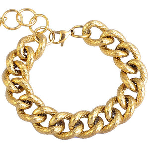 Bracciale con maglia groumette zigrinata in acciaio Gold - Scegli la dimensione all'interno -Beloved_gioielli