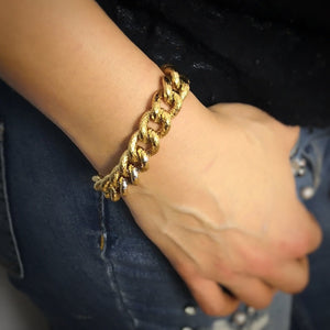 Bracciale con maglia groumette zigrinata in acciaio Gold - Scegli la dimensione all'interno -Beloved_gioielli