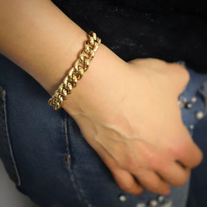 Bracciale con maglia groumette zigrinata in acciaio Gold - Scegli la dimensione all'interno -Beloved_gioielli