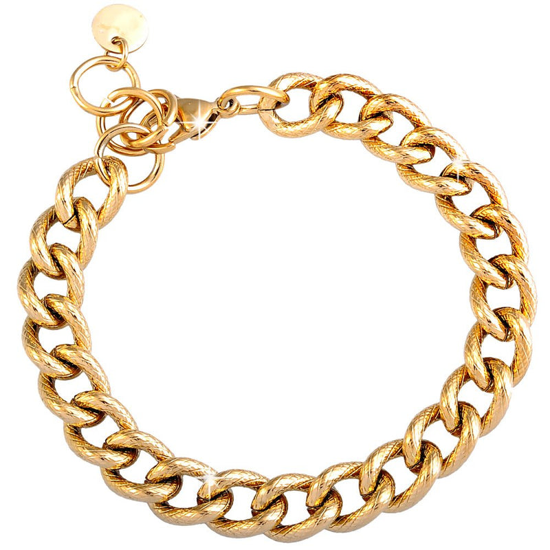 Bracciale con maglia groumette zigrinata in acciaio Gold - Scegli la dimensione all'interno -Beloved_gioielli