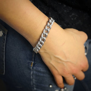 Bracciale con maglia groumette zigrinata in acciaio Silver - Scegli la dimensione all'interno -Beloved_gioielli