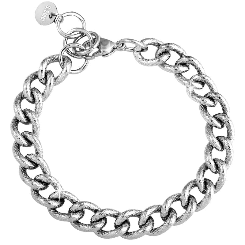 Bracciale con maglia groumette zigrinata in acciaio Silver - Scegli la dimensione all'interno -Beloved_gioielli