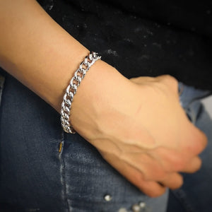 Bracciale con maglia groumette zigrinata in acciaio Silver - Scegli la dimensione all'interno -Beloved_gioielli