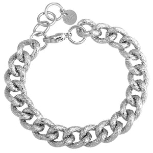 Bracciale con maglia groumette zigrinata in acciaio Silver - Scegli la dimensione all'interno -Beloved_gioielli