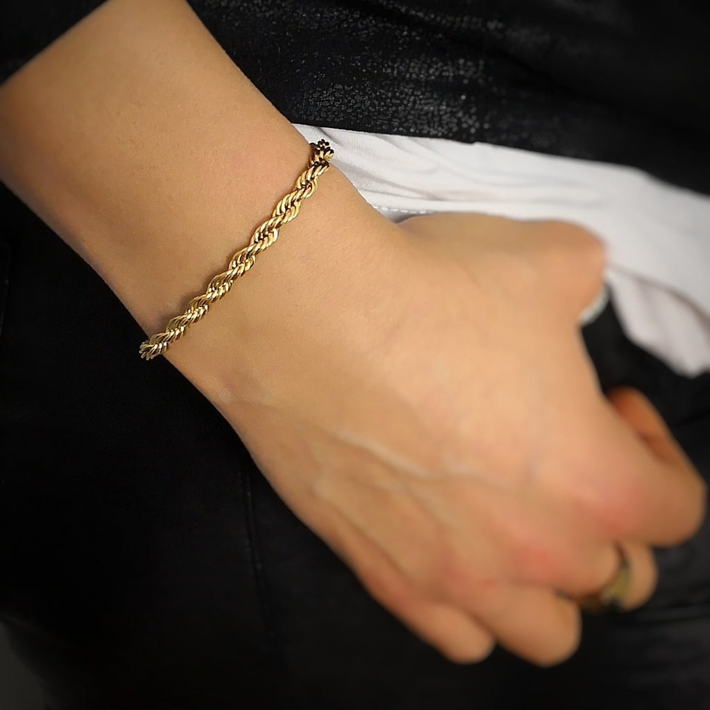 Bracciale con maglia intrecciata in acciaio Gold -Beloved_gioielli