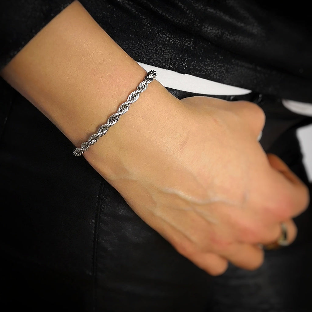 Bracciale con maglia intrecciata in acciaio Silver -Beloved_gioielli