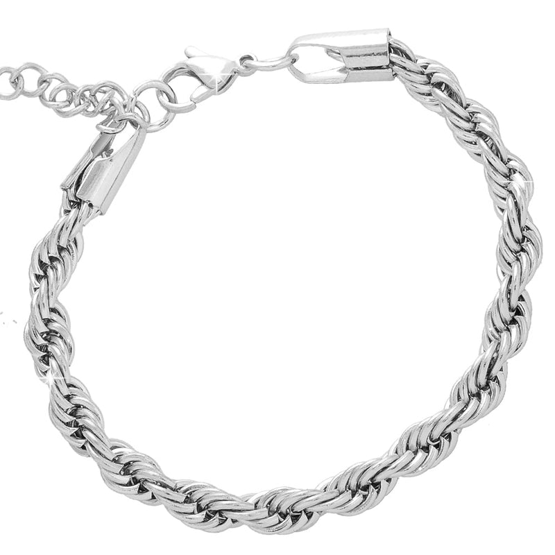 Bracciale con maglia intrecciata in acciaio Silver -Beloved_gioielli
