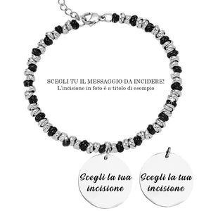 Bracciale con nodini in acciaio Personalizzabile Silver / Black - Scegli i dettagli all'interno -Beloved_gioielli