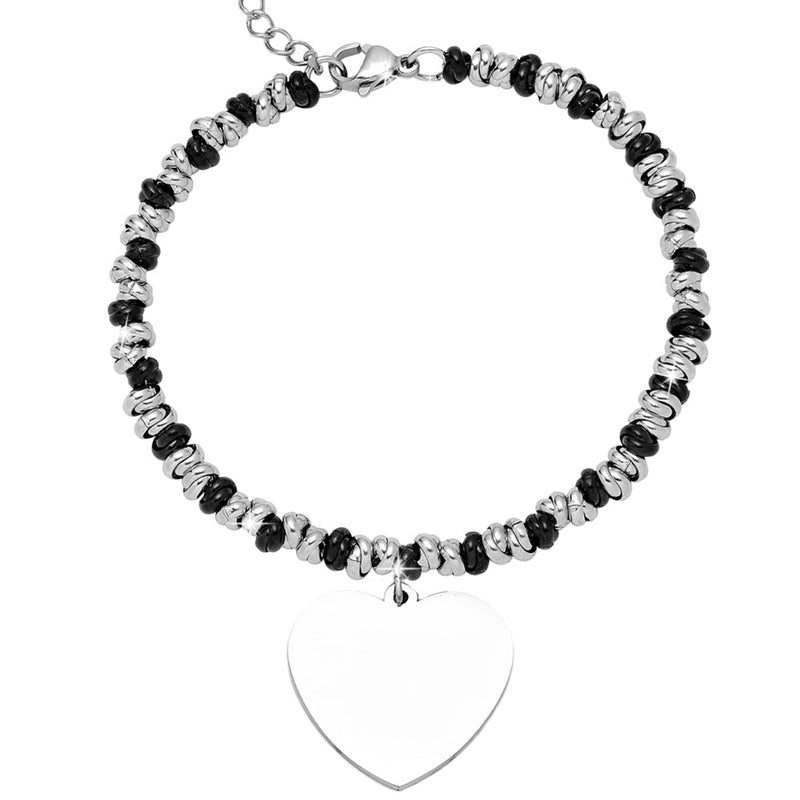 Bracciale con nodini in acciaio Personalizzabile Silver / Black - Scegli i dettagli all'interno -Beloved_gioielli