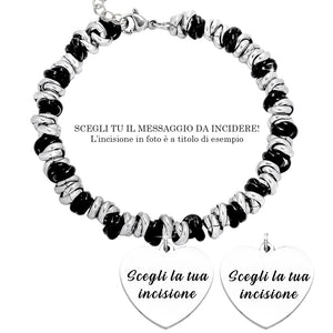 Bracciale con nodini in acciaio Personalizzabile Silver / Black - Scegli i dettagli all'interno -Beloved_gioielli