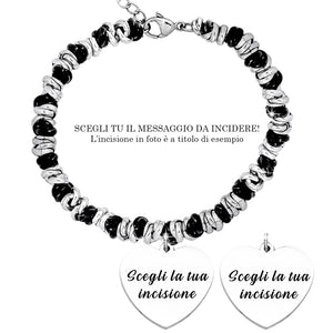 Bracciale con nodini in acciaio Personalizzabile Silver / Black - Scegli i dettagli all'interno -Beloved_gioielli