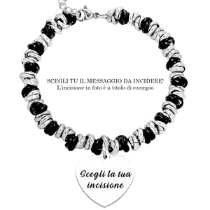 Bracciale con nodini in acciaio Personalizzabile Silver / Black - Scegli i dettagli all'interno -Beloved_gioielli