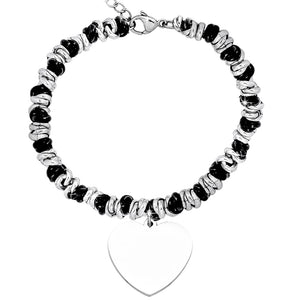 Bracciale con nodini in acciaio Personalizzabile Silver / Black - Scegli i dettagli all'interno -Beloved_gioielli