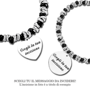 Bracciale con nodini in acciaio Personalizzabile Silver / Black - Scegli i dettagli all'interno -Beloved_gioielli