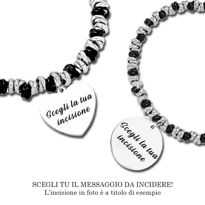 Bracciale con nodini in acciaio Personalizzabile Silver / Black - Scegli i dettagli all'interno -Beloved_gioielli