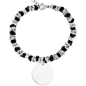 Bracciale con nodini in acciaio Personalizzabile Silver / Black - Scegli i dettagli all'interno -Beloved_gioielli