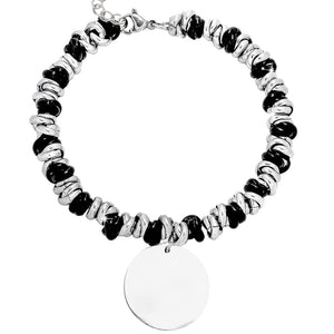 Bracciale con nodini in acciaio Personalizzabile Silver / Black - Scegli i dettagli all'interno -Beloved_gioielli