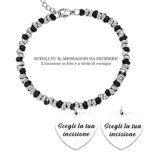 Bracciale con nodini in acciaio Personalizzabile Silver / Black - Scegli i dettagli all'interno -Beloved_gioielli