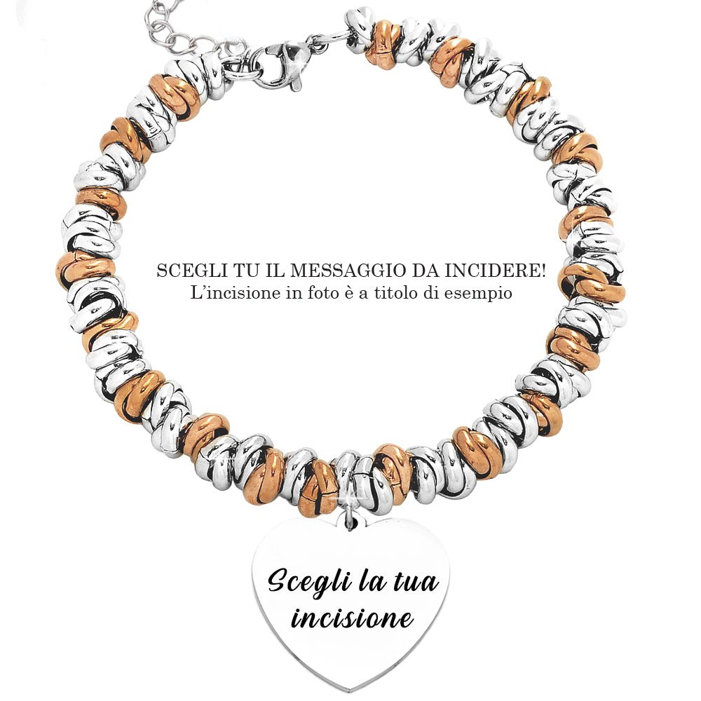 Bracciale con nodini in acciaio Personalizzabile Silver / Rose gold - Scegli i dettagli all'interno -Beloved_gioielli