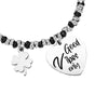 Bracciale con nodini in acciaio silver / black e incisione - "Good vibes only" -Beloved_gioielli