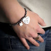 Bracciale con nodini in acciaio silver / black e incisione - "Good vibes only" -Beloved_gioielli