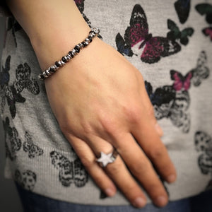 Bracciale con nodini in acciaio silver e black - Medium -Beloved_gioielli