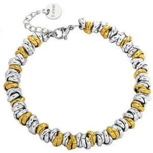 Bracciale con nodini in acciaio silver e gold - Large -Beloved_gioielli