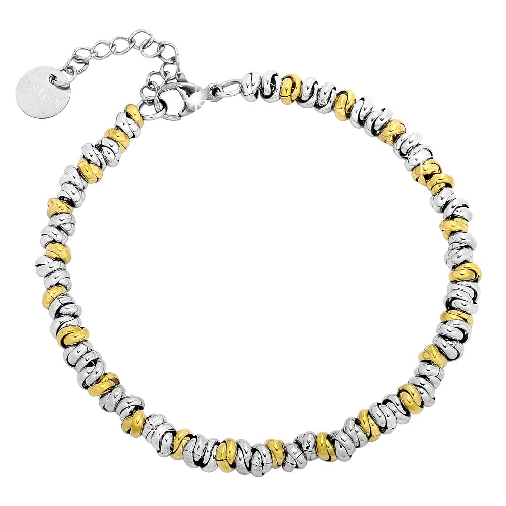 Bracciale con nodini in acciaio silver e gold - Small -Beloved_gioielli