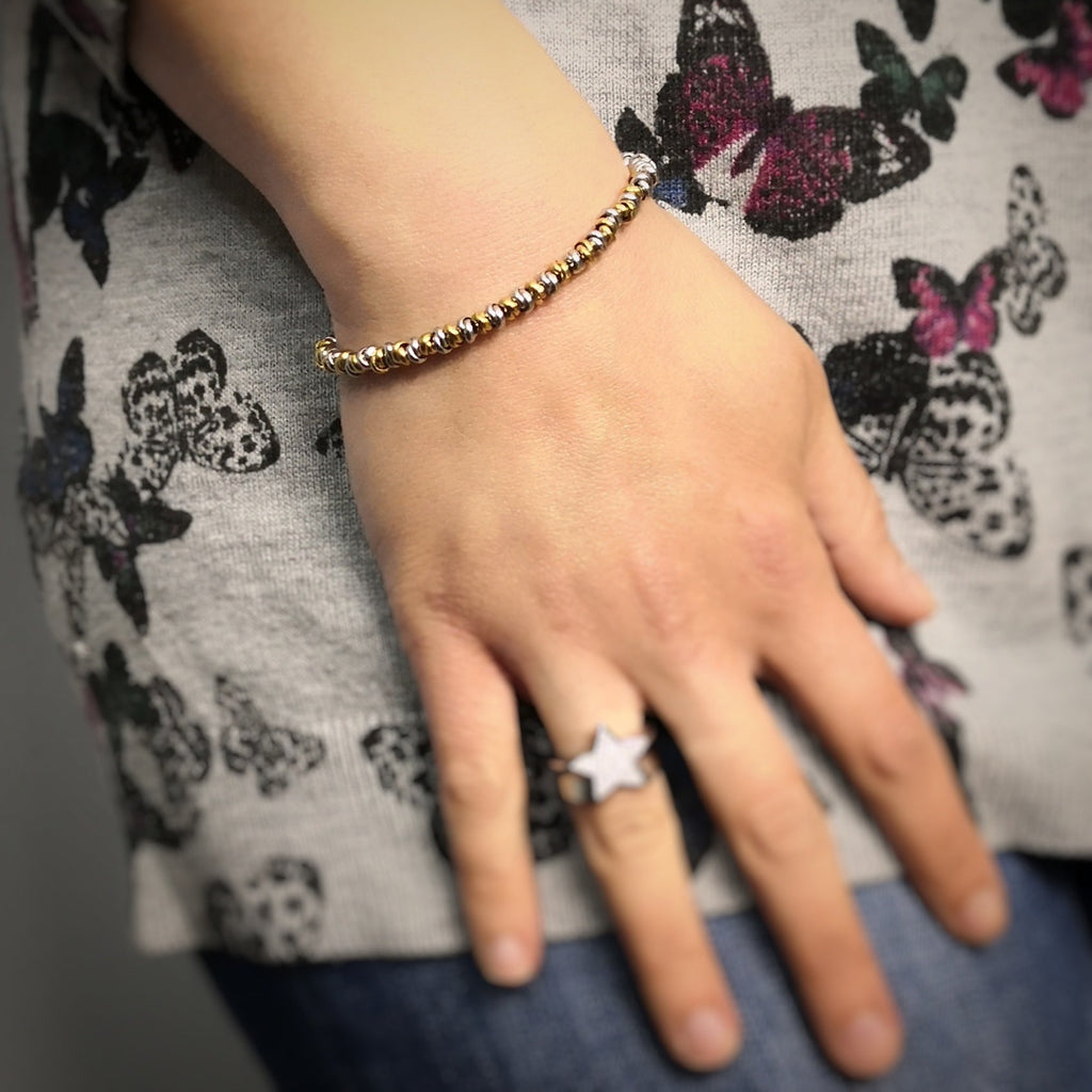 Bracciale con nodini in acciaio silver e gold - Small -Beloved_gioielli