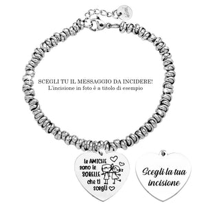 Bracciale con nodini in acciaio silver e incisione - "Le amiche sono.." -Beloved_gioielli