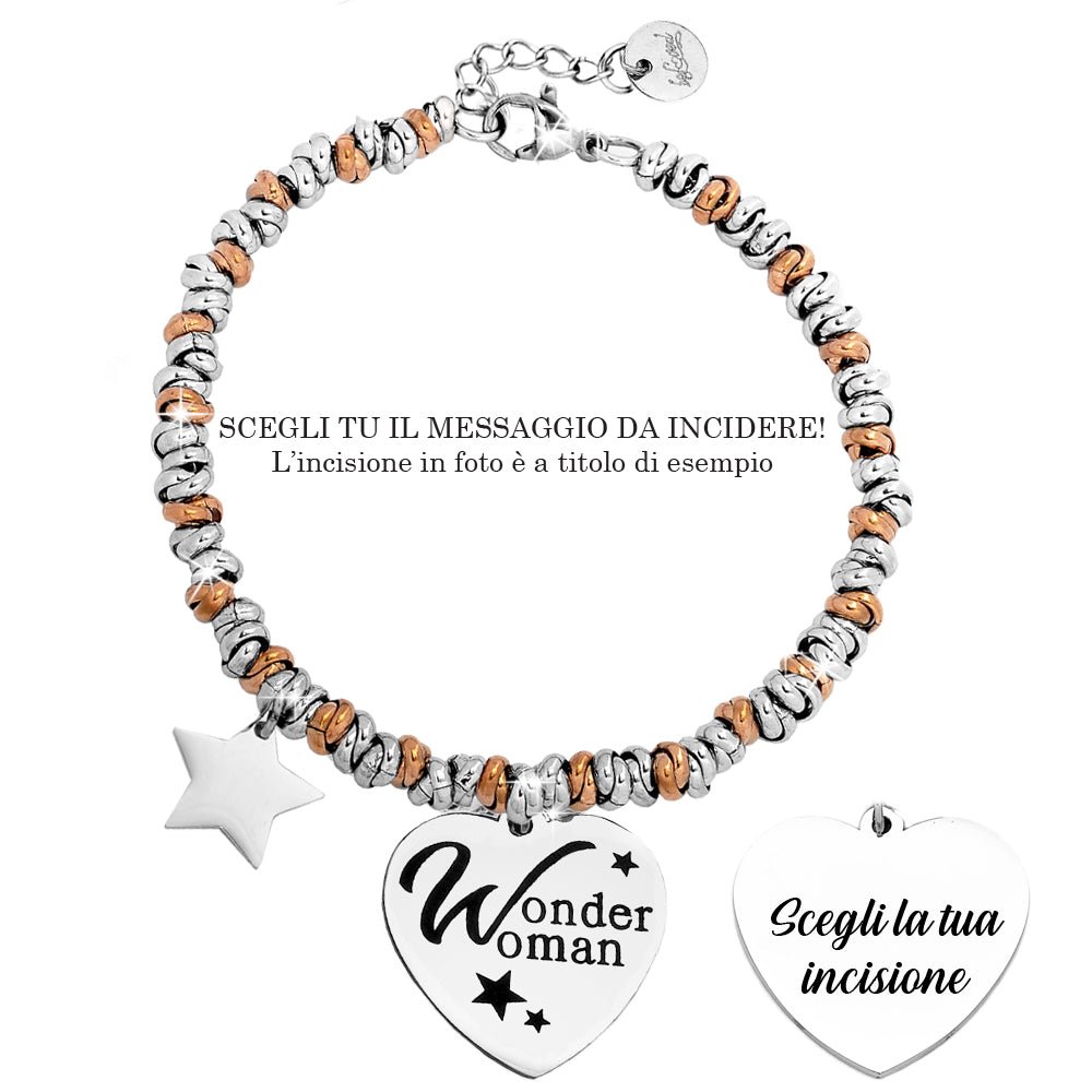 Beloved Bracciale da donna in acciaio Emozionale - frasi, pensieri, parole con charms - incisione su due lati - colore silver (MOD 18 Silver Beloved Bracciale da donna in acciaio Emozionale - frasi, pensieri, parole con charms - incisione su due lati - colore silver (MOD 18 Silver