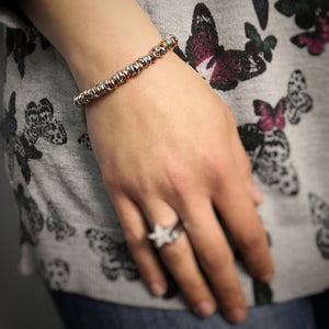 Bracciale con nodini in acciaio silver e rose gold - Large -Beloved_gioielli