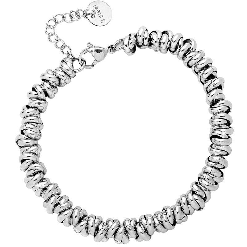 Bracciale con nodini in acciaio silver - Large -Beloved_gioielli