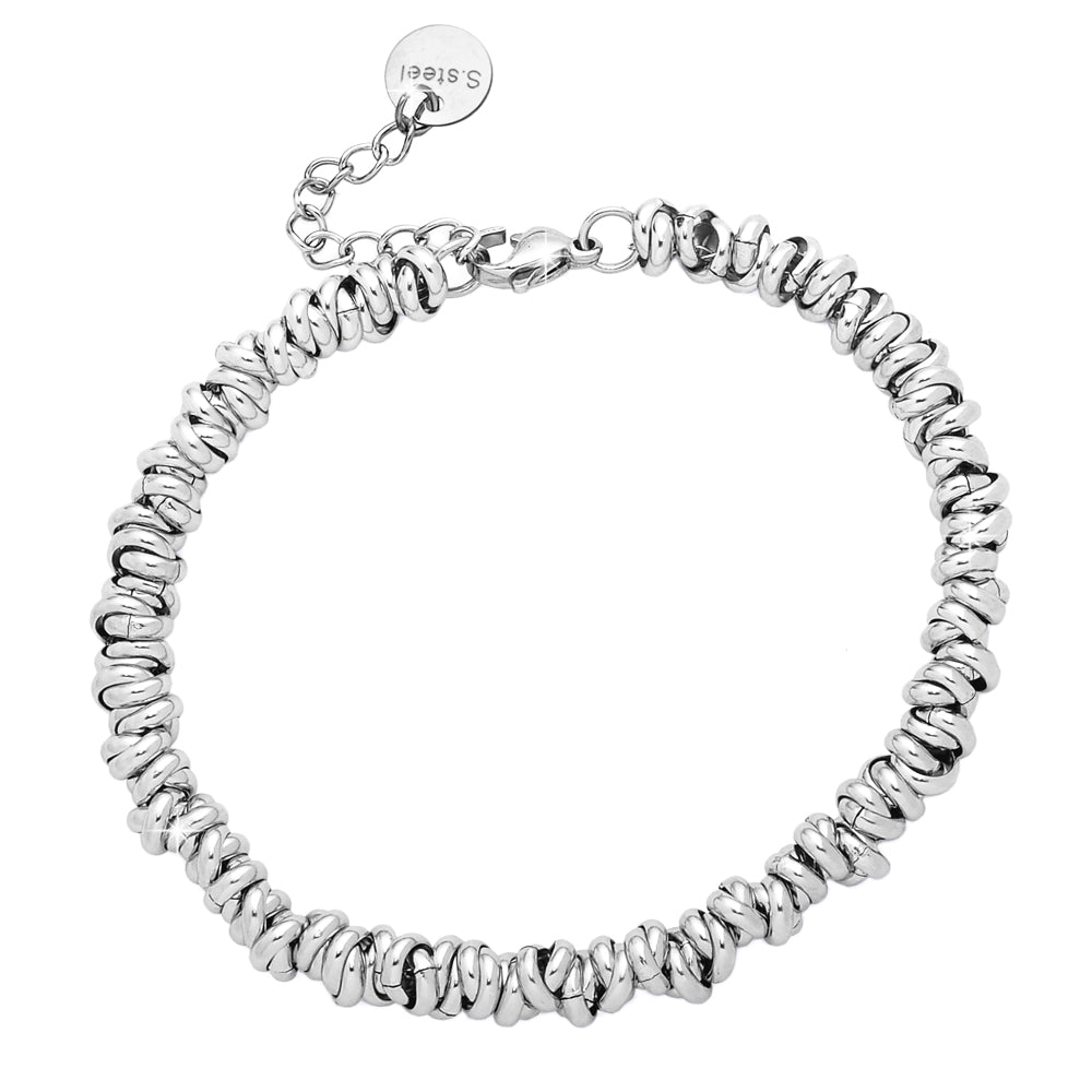 Bracciale con nodini in acciaio silver - Medium -Beloved_gioielli