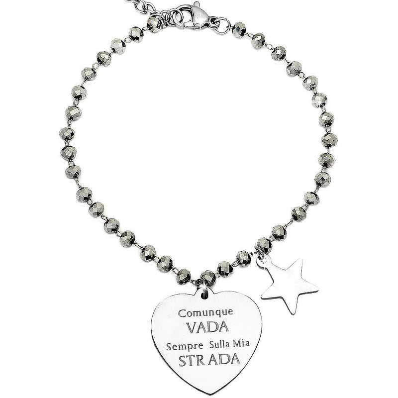 Bracciale Cristalli Briolè silver con incisione - 