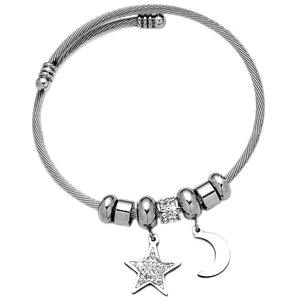 Bracciale donna Bangle semirigido e snodabile con Charm Pendenti - STELLA -Beloved_gioielli