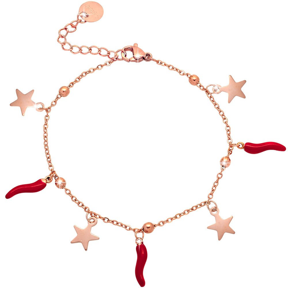 Bracciale donna con Cornetti e charms Rose gold - Stelle -Beloved_gioielli