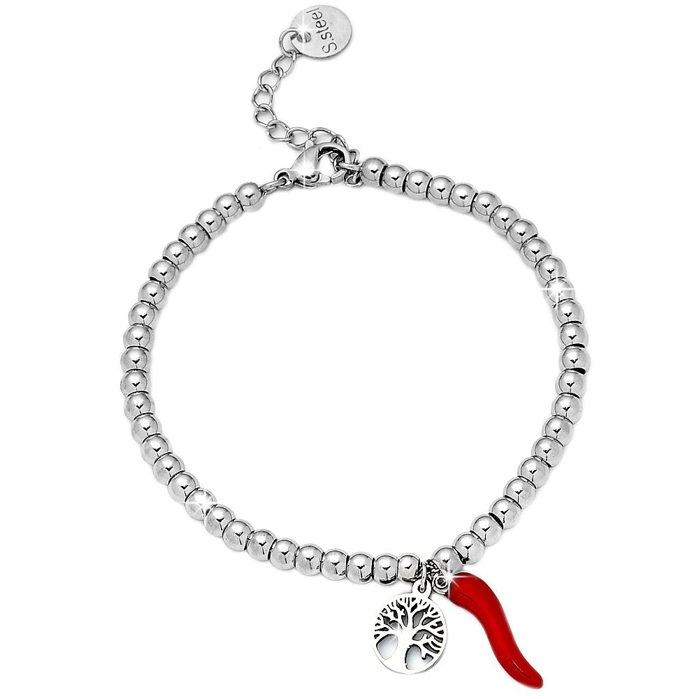 Bracciale donna con Cornetto e Sfere con Charm - ALBERO della VITA -Beloved_gioielli