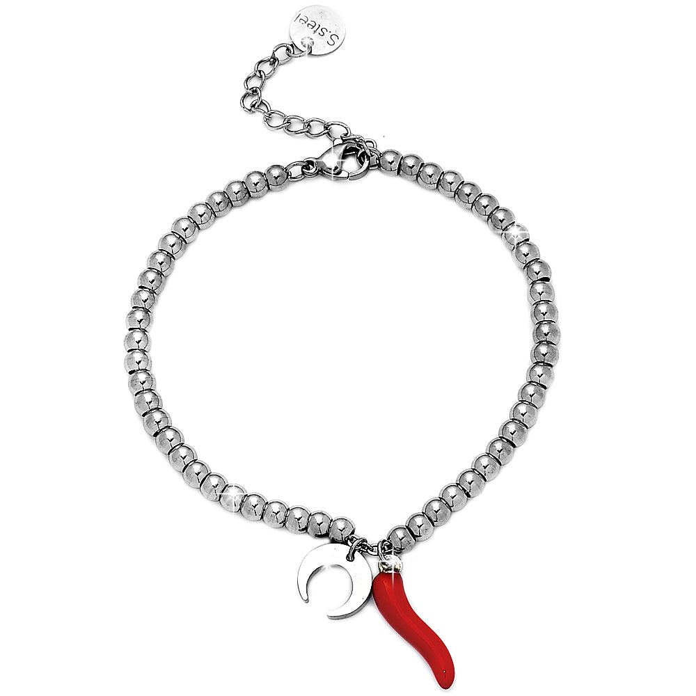 Bracciale donna con Cornetto e Sfere con Charm - LUNA ROVESCIATA -Beloved_gioielli