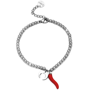 Bracciale donna con Cornetto e Sfere con Charm - LUNA ROVESCIATA -Beloved_gioielli