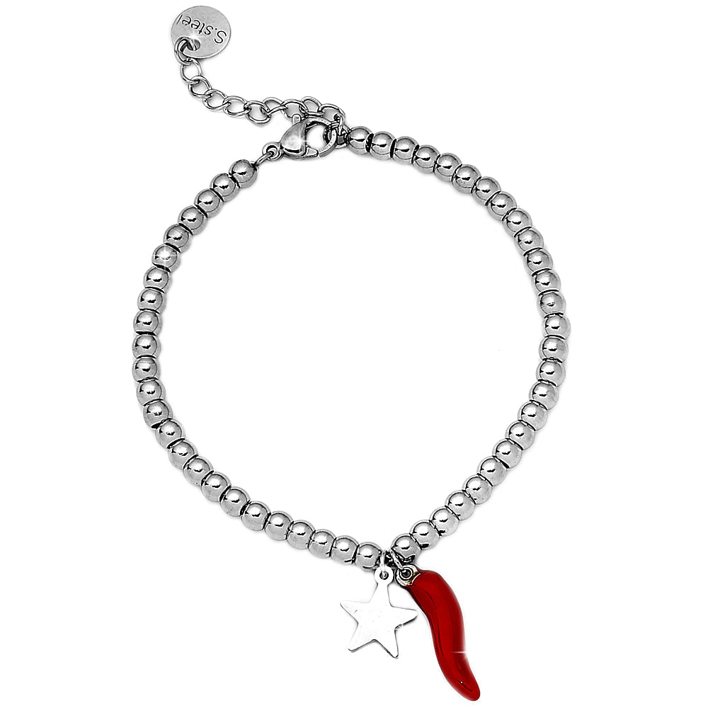 Bracciale donna con Cornetto e Sfere con Charm - STELLA -Beloved_gioielli