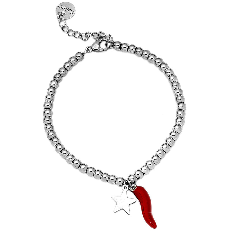 Bracciale donna con Cornetto e Sfere con Charm - STELLA -Beloved_gioielli