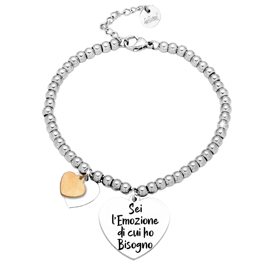 Beloved Bracciale Pure Steel Donna In Acciaio Inox - Catena Groumette Con Charms Pendenti, Chiusura Regolabile, Regalo Con Scatola