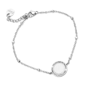 Bracciale donna in acciaio Linea EASY con ciondolo pendente - ROUND BIANCO -Beloved_gioielli