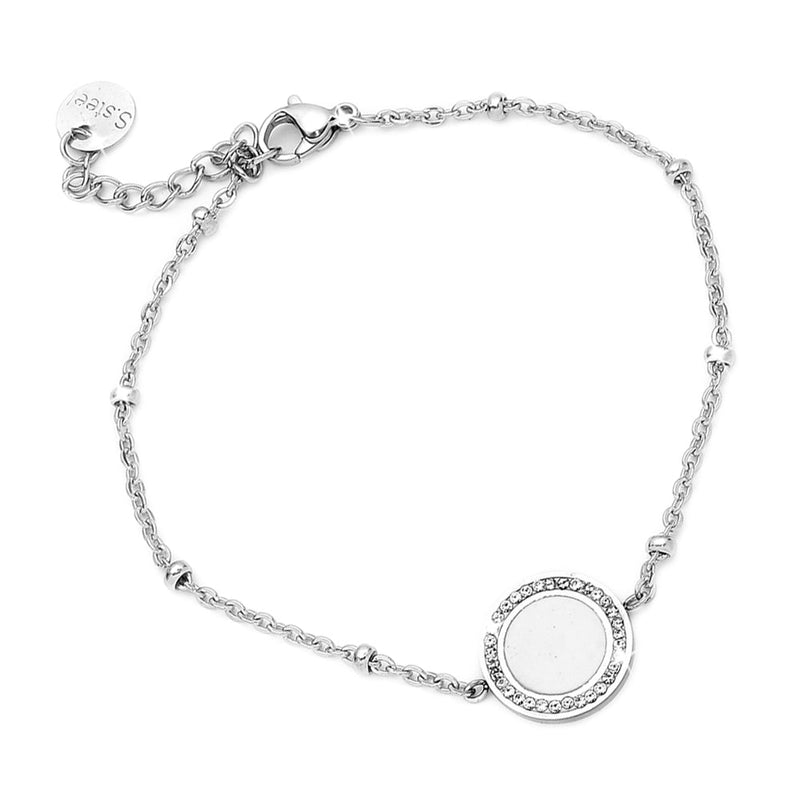 Bracciale donna in acciaio Linea EASY con ciondolo pendente - ROUND BIANCO -Beloved_gioielli